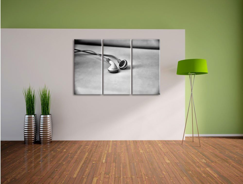 Pixxprint Monocrome, Kopfhörer 3-Teiler Leinwandbild 120x80 Bild auf Leinwand