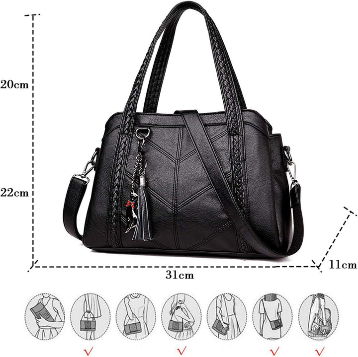 Coolives Damen Hobo Schultertasche Tasche mit Schultergurt Umhängetasche Handtasche aus PU-Leder EIN
