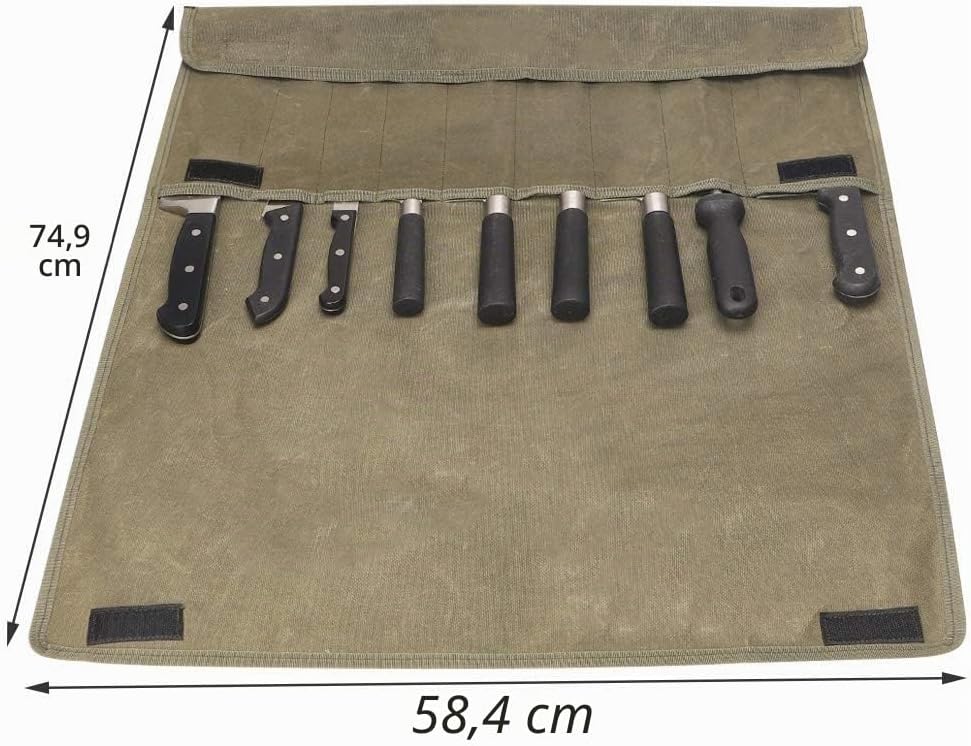 Aufbewahrungstasche für Küchenmesser, gewachstes Canvas, Utensil für Messer, Tasche zum Einrollen fü