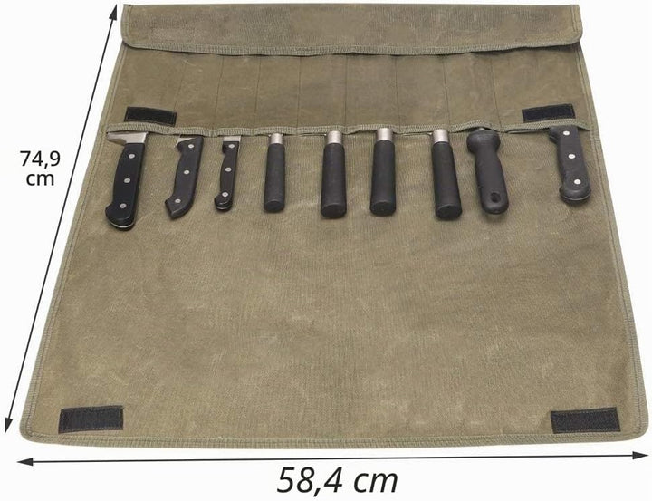 Aufbewahrungstasche für Küchenmesser, gewachstes Canvas, Utensil für Messer, Tasche zum Einrollen fü