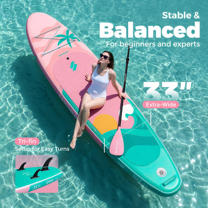 SantasupAufblasbares Stand Up Paddle Board 320/335cm Surfbrett SUP Komplettes Paddleboard Zubehör Ve