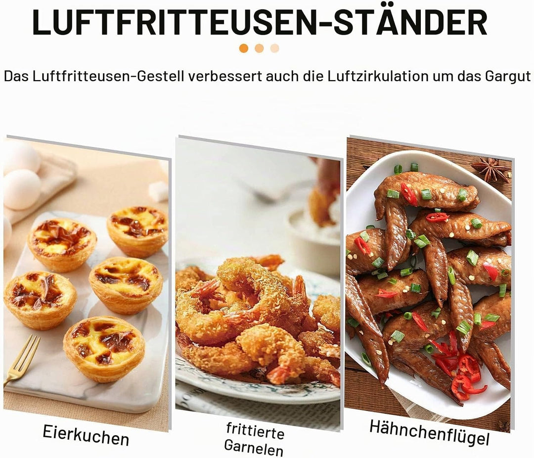 Pyatofyy Airfryer Rack, Square Dreischichtiges Luftfritteusen-dörrgestell, Heissluftfritteuse Airfry