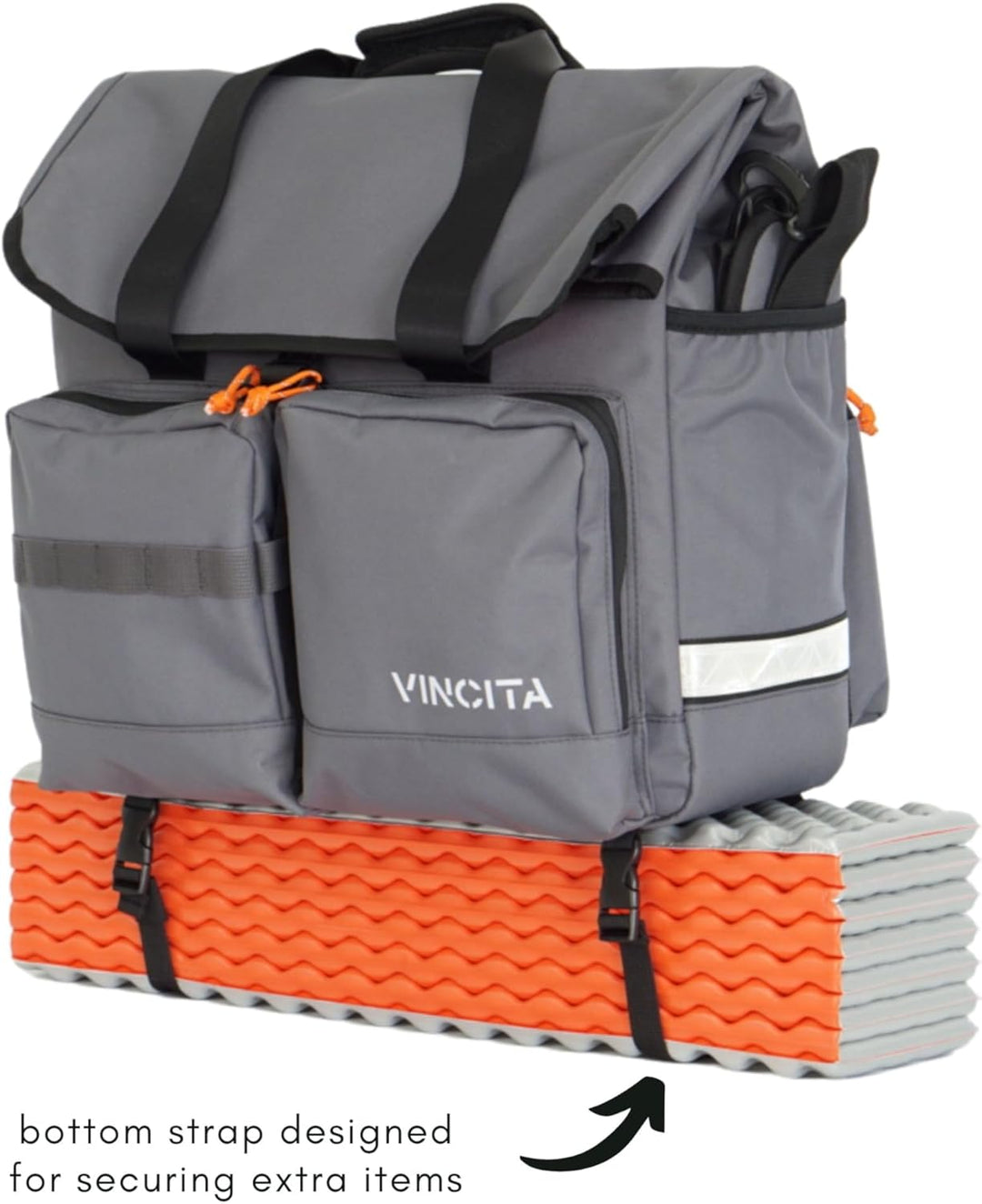 Vincita Reisetasche Atlas für Brompton - mit abnehmbarem vorderem Transportrahmen, Regenabdeckung un