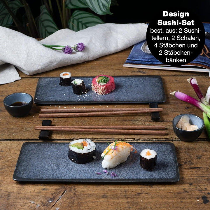 Moritz & Moritz VIDA 10-tlg. Sushi Geschirr Set für 2 Personen - Sushi Servierset mit 2x Sushi-Telle