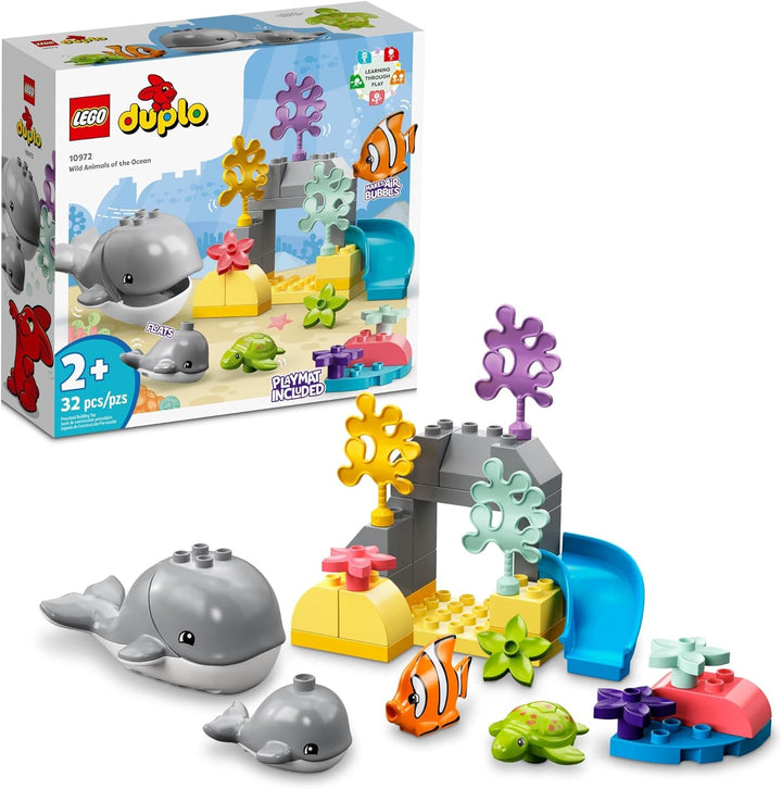 LEGO DUPLO Wild Animals of the Ocean Set 10972, with Whale and Turtle Sea Animal Figuren & Playmat,