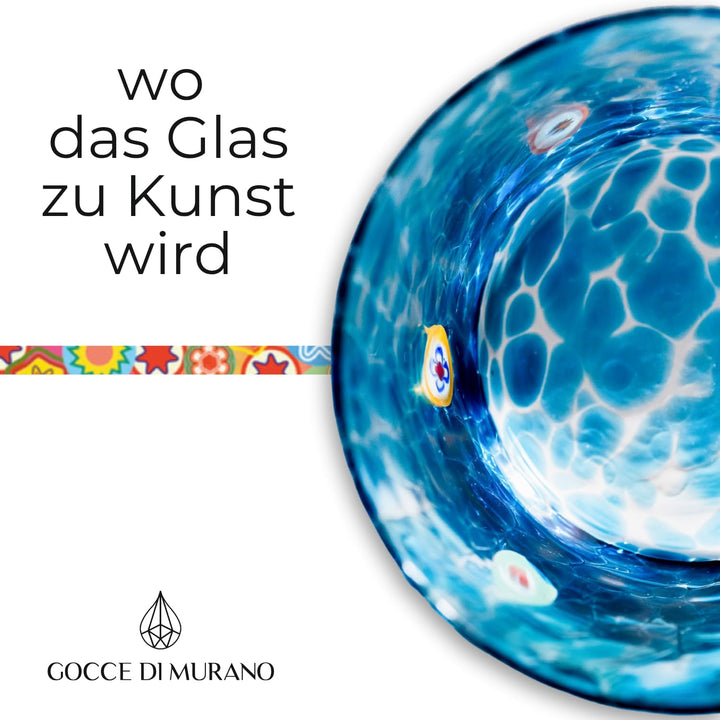 Gocce di Murano 6 Wassergläser, hergestellt nach der Tradition der Murano-Handwerker, mundgeblasenes