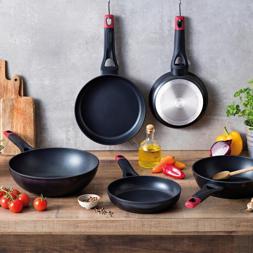 Pyrex OPTIMA + Pfanne aus geschmiedetem Aluminium, 28 cm 28cm Schwarz, 28cm Schwarz