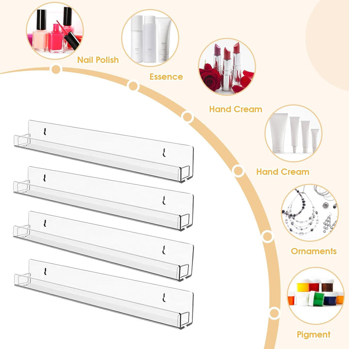 6 Stück Nagellack Organizer Wandregal aus Acryl, Paint Rack Wandmontage Kosmetik Display mit Anti-Ru