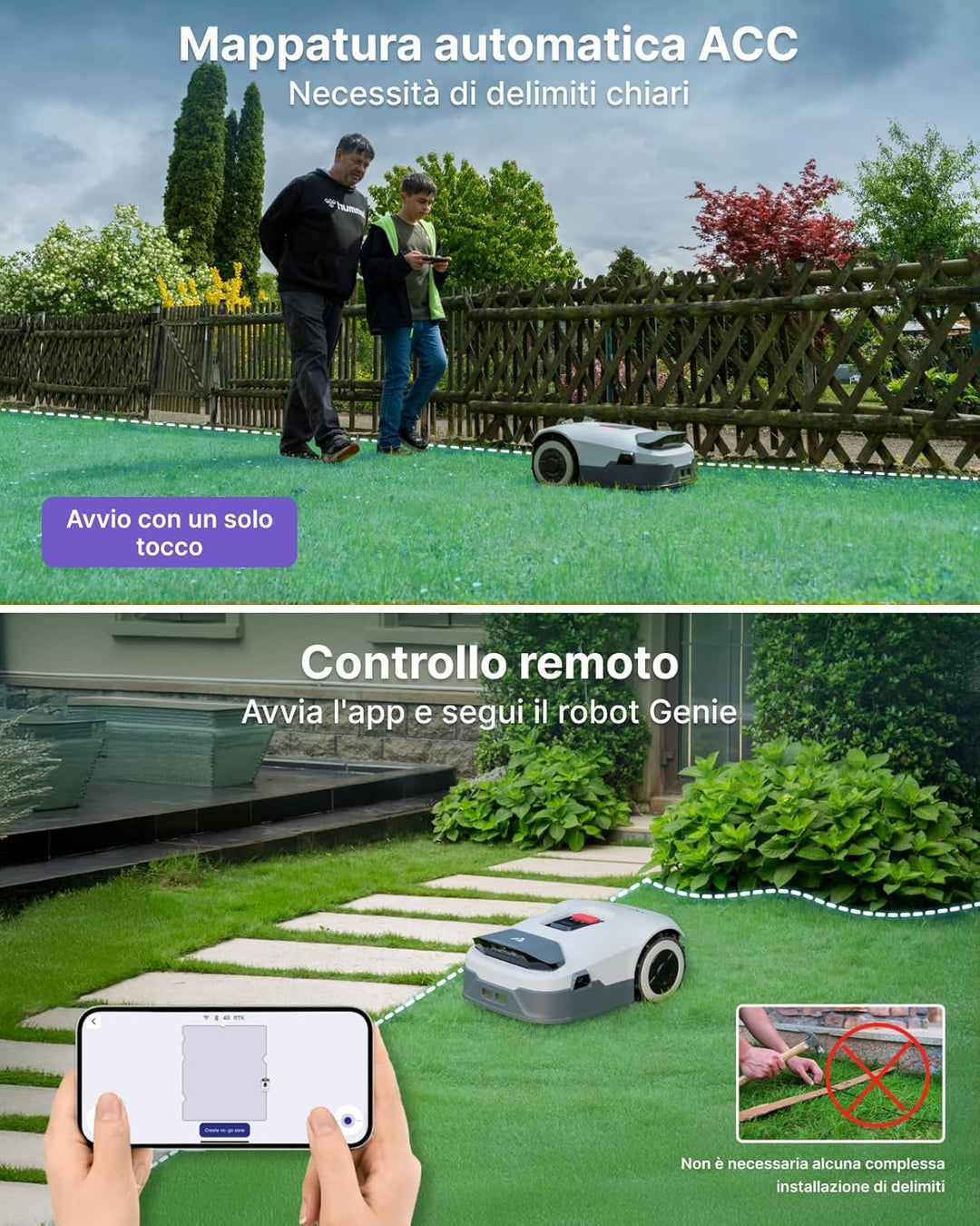 ANTHBOT KI Drahtloser Mähroboter ohne Begrenzungskabel Max. 900m², Full Frequenzband RTK+4-Kamera-Vi