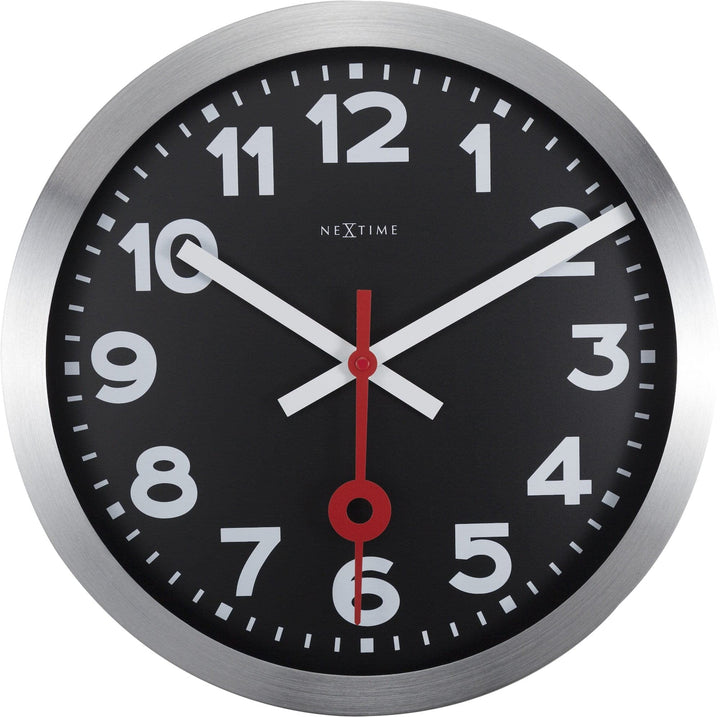 NeXtime Station Wanduhren, Metall und Kunststoff, Schwarz, Ø 35 cm Ø 35 cm Schwarz, Ø 35 cm Schwarz