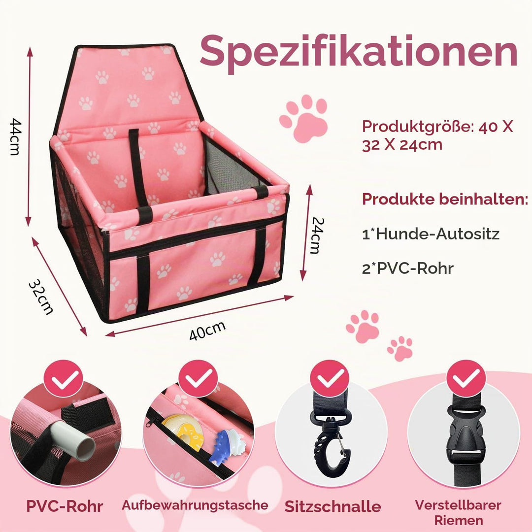 Flagest Hunde Autositz Verstärkt Hundesitz Auto, Oxford Atmungsaktiv Waschbare Hundeautositz, Faltba