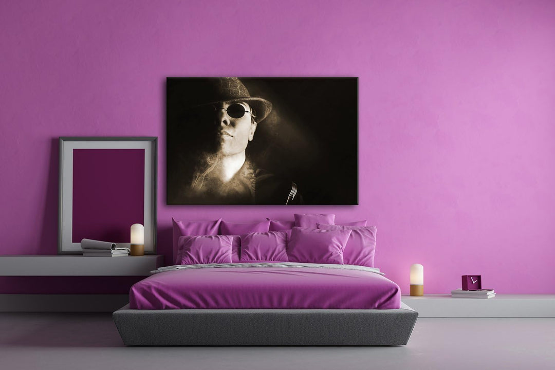 deyoli Gangster mit retro Brille Format: 80x60 Effekt: Sepia als Leinwand, Motiv fertig gerahmt auf