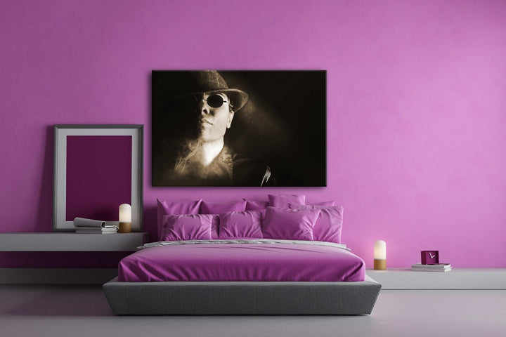 deyoli Gangster mit retro Brille Format: 80x60 Effekt: Sepia als Leinwand, Motiv fertig gerahmt auf