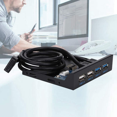 ASHATA 2-Port USB3.0 + 2-Port USB2.0 3,5-Zoll-Frontblende USB-Hub-Erweiterungsdiskettenlaufwerk Fron