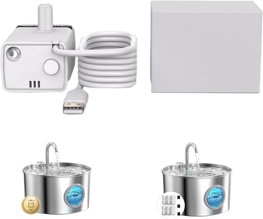 Katzenbrunnen Wasserpumpe: Ultraleise - 0.8 W Geringer Stromverbrauch - Lange Lebensdauer - mit LED-