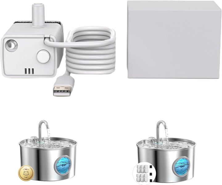 Katzenbrunnen Wasserpumpe: Ultraleise - 0.8 W Geringer Stromverbrauch - Lange Lebensdauer - mit LED-