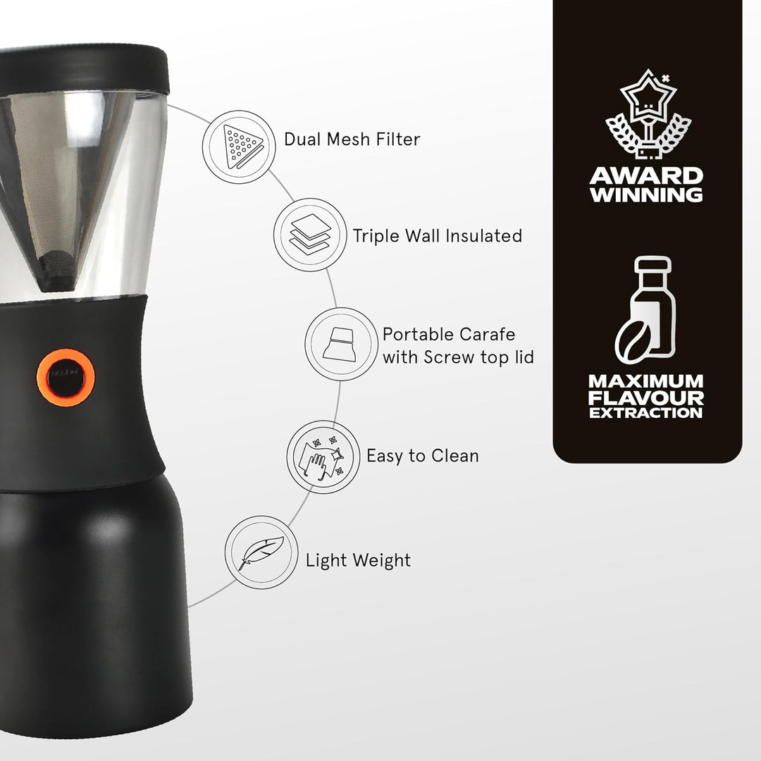 Asobu - Cold Brew Kaffeebereiter | Teebereiter to go mit Sieb schwarz, 50