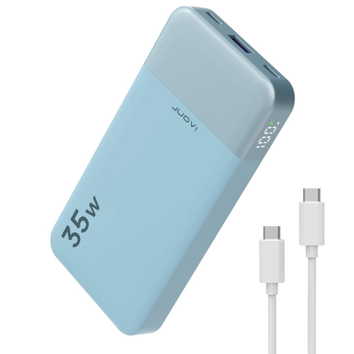 JUOVI Tragbare Powerbank 10000 mAh 35 W Schnellladung Tragbares Ladegerät mit PD 3.0 QC 4.0, 2 Typ-C