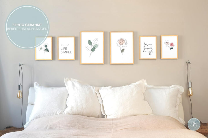 Papierschmiede® Mood Poster Set Little Green, Fertiges Bilder Set mit Rahmen (Holz, Natur), Wohnzimm