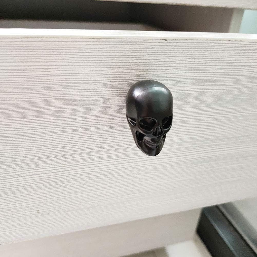 brandname Schwarzer Totenkopf-Skelett-Schrankknöpfe, 6 Stück, Einloch-Zuggriff für Schubladen, Kleid