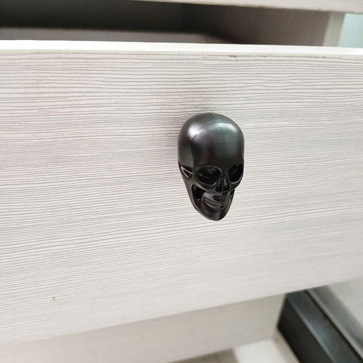 brandname Schwarzer Totenkopf-Skelett-Schrankknöpfe, 6 Stück, Einloch-Zuggriff für Schubladen, Kleid