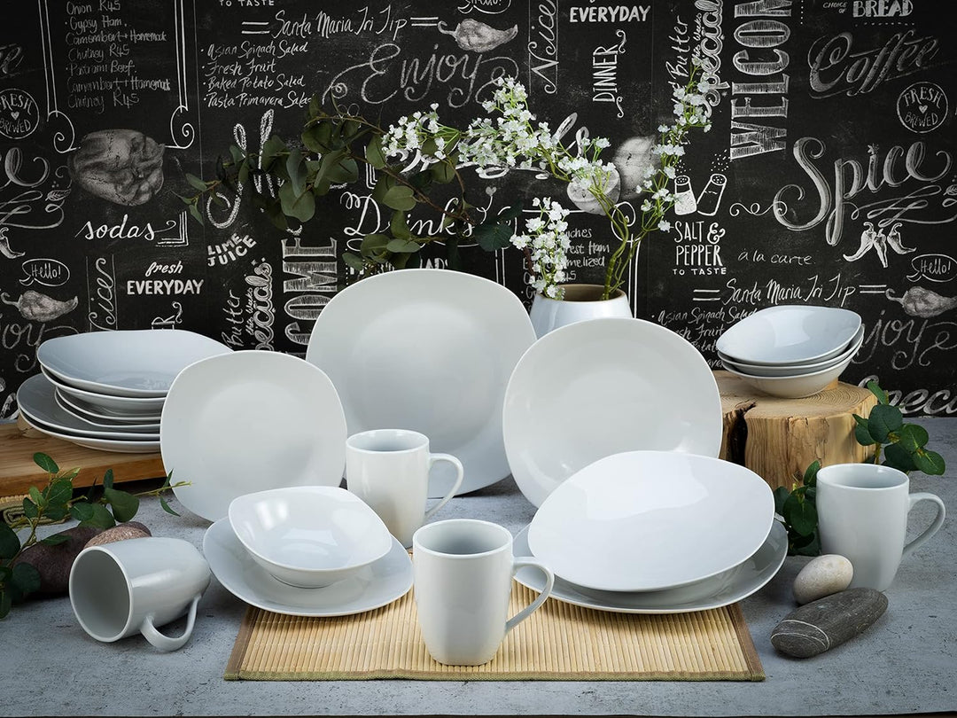 CreaTable, 11645, Serie Square Weiss, Geschirrset, Kombiservice 20 teilig
