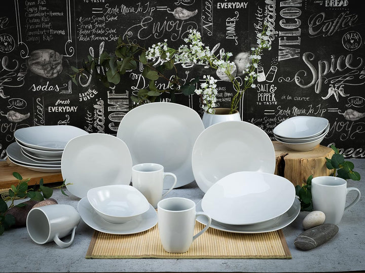 CreaTable, 11645, Serie Square Weiss, Geschirrset, Kombiservice 20 teilig