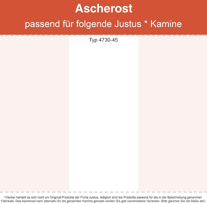 Kaminrost/Ascherost Eckig 230 x 230 x 10 mm passend für Justus Typ 4730-45 ** Kaminöfen inkl. Modell