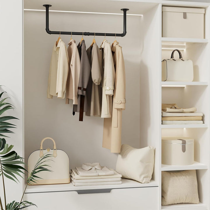 Yawinhe Kleiderstangen für die Wand, 80cm industrieller Rohr-Kleiderständer zur Wandmontage, Platzsp