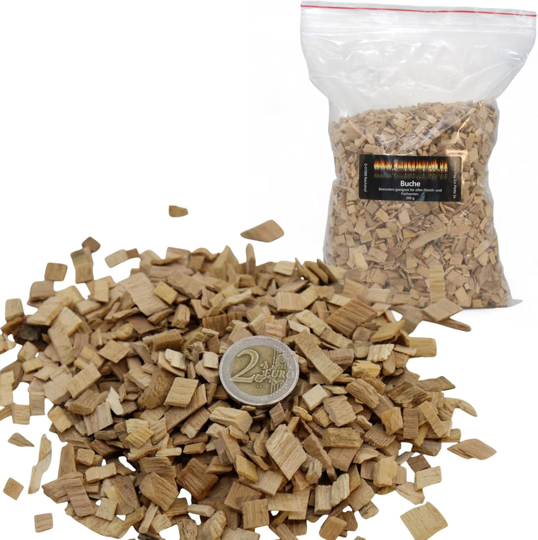 Räucherchips Starterset – Buche, Apfel, Hickory, Kirsche & Pflaume 5×200 g – | BBQ Smoker Holzchips