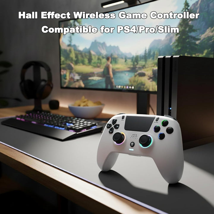 DuLingKer Wireless Controller Kompatibel für PS4/Pro/Slim, Hall Effect Controller mit Hall Joysitck/