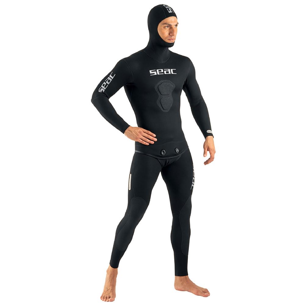 Seac Herren Black Shark Neoprenanzug für Tauch-und Apnoe-Angler, 5 mm, zweiteilig, mit Spaltfutter