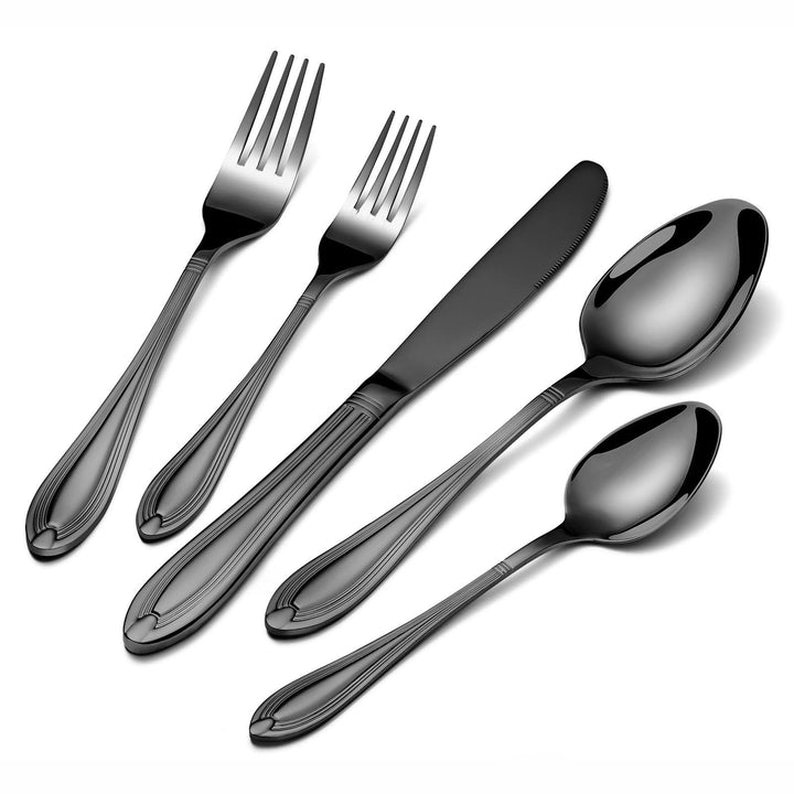univionlions Besteck Set 8 Personen- 40 teiligs Schwarzes Besteckset | Premium Edelstahl Poliertes E