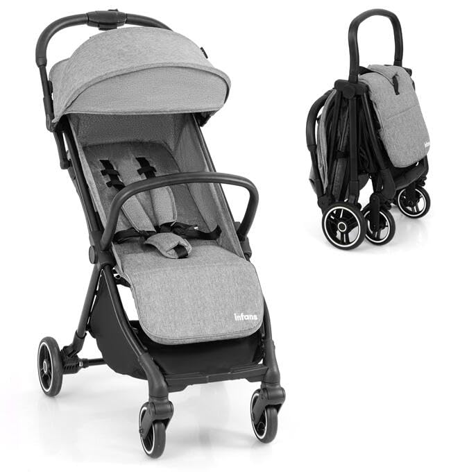 COSTWAY Kinderwagen klappbar, Reisebuggy mit Liegefunktion, Kinderbuggy tragbar mit verstellbarer Rü
