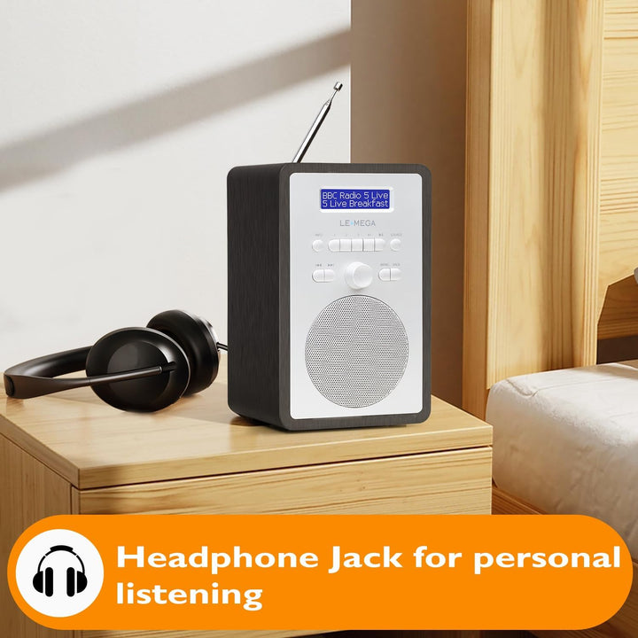 LEMEGA CR2+ DAB/DAB+ Digitalradio, UKW-Digitalradio, DAB-Radio, Netzbetrieb, Dual-Alarmuhr, Schlumme