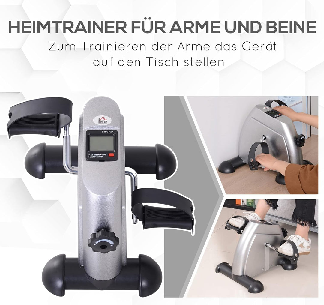 HOMCOM Mini Heimtrainer Arm-und Beintrainer Pedaltrainer für Senioren mit LCD-Display verstellbarer