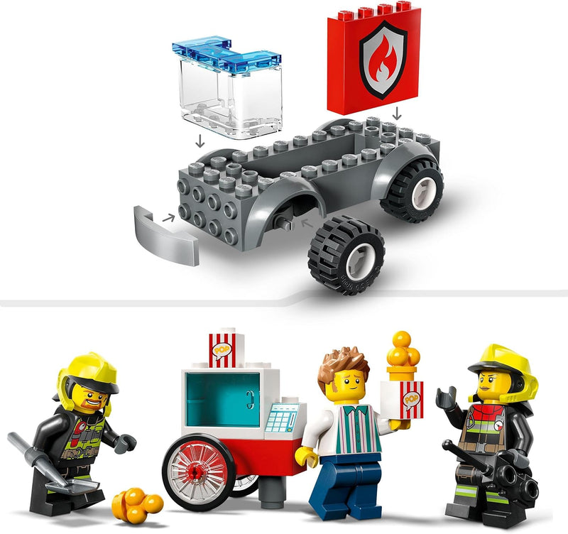 LEGO 60375 City Feuerwehr Feuerwehrstation und Löschauto, Lernspielzeug für Kinder ab 4 Jahren, Gesc