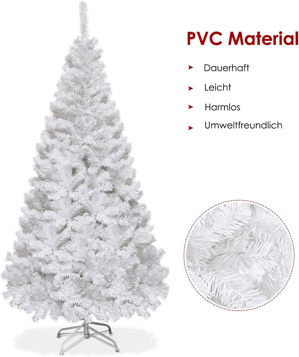 COSTWAY 150/180/210/240cm Künstlicher Weihnachtsbaum, Tannenbaum mit Metallständer, Christbaum PVC N