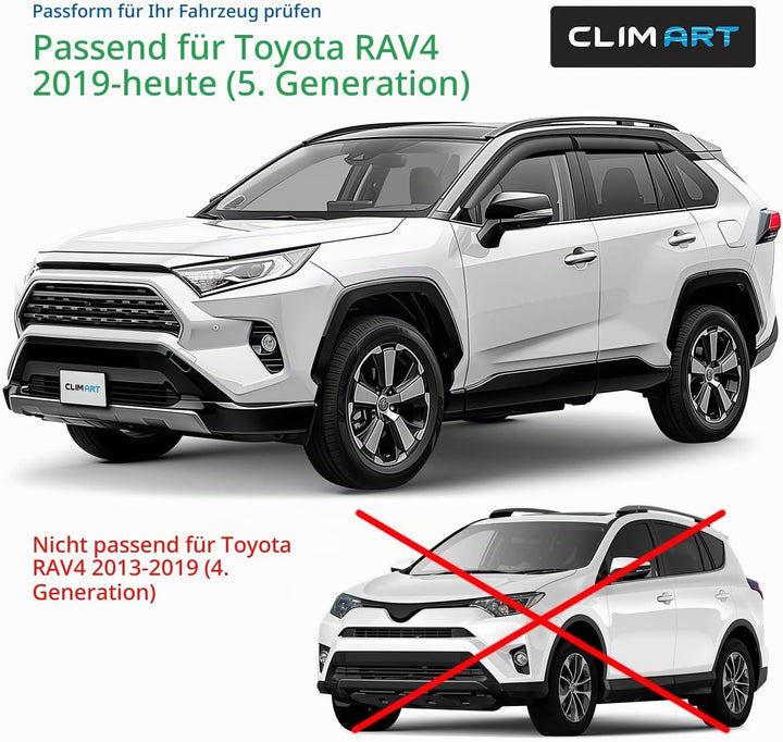 CLIM ART Windabweiser für/kompatible mit Toyota RAV4 2019-2025 (V) - Stick-on Regenabweiser - Autofe