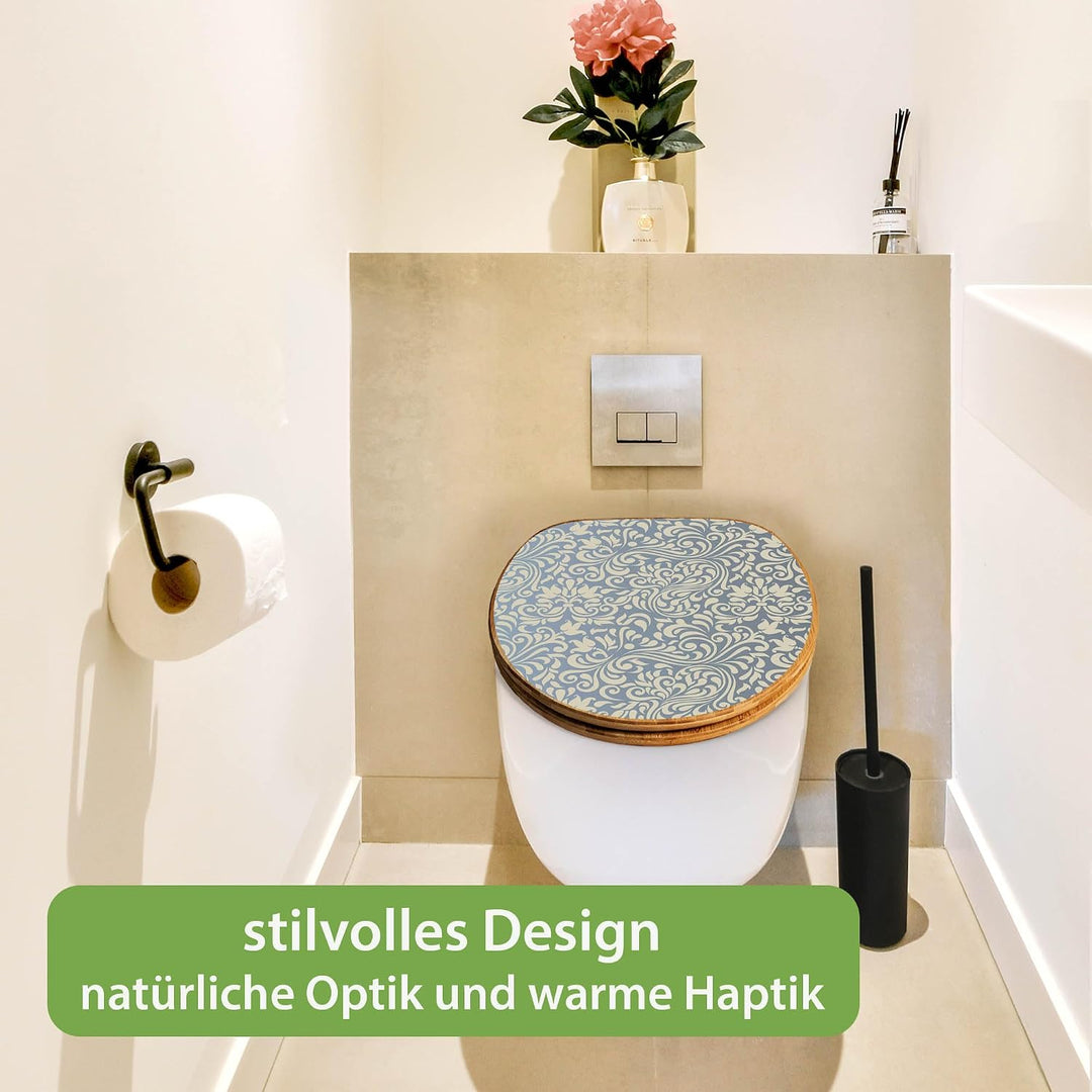 banjado Design WC Sitz Bambus Absenkautomatik 45,8x37,5cm - Toilettendeckel mit Absenkautomatik Holz