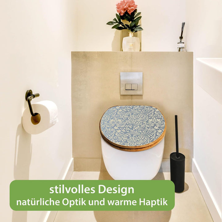 banjado Design WC Sitz Bambus Absenkautomatik 45,8x37,5cm - Toilettendeckel mit Absenkautomatik Holz