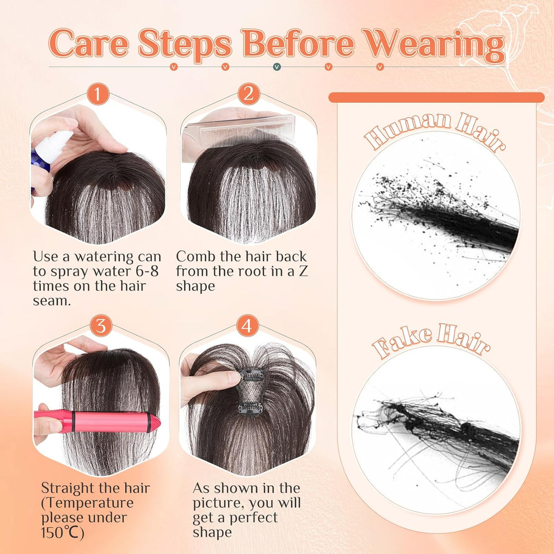 Benehair Clip in Pony Echthaar, 3D Air Pony Echthaar, 20g Clip in Bangs Echt Haar Front Fringe, Natü