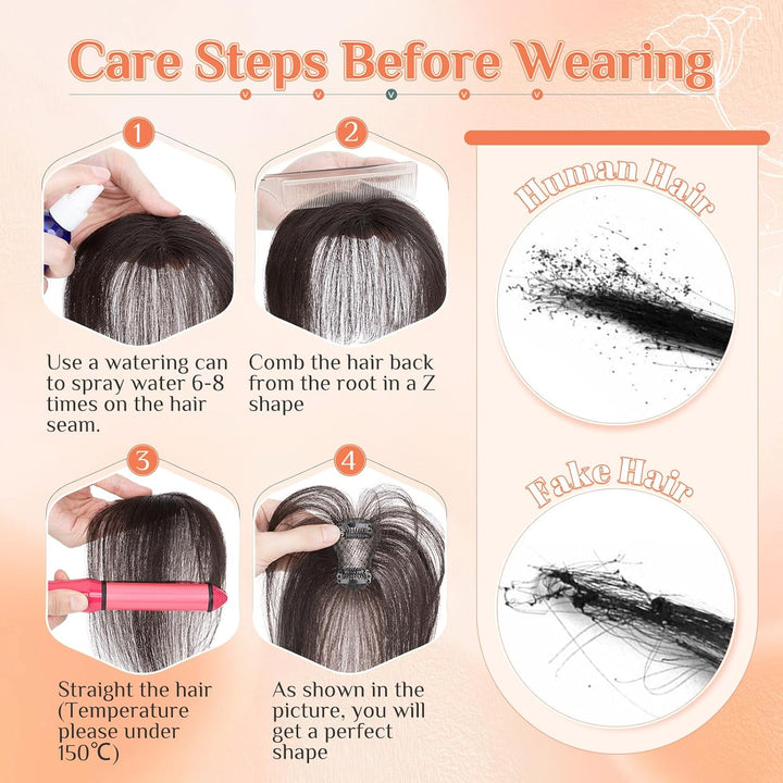 Benehair Clip in Pony Echthaar, 3D Air Pony Echthaar, 20g Clip in Bangs Echt Haar Front Fringe, Natü
