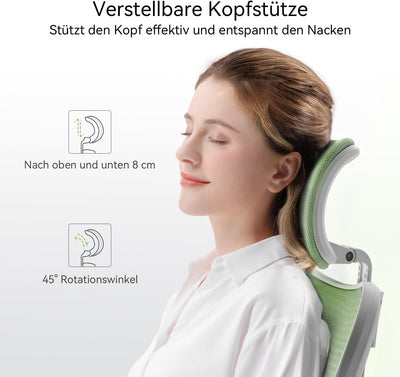 SIHOO M18 Bürostuhl ergonomisch, Computer-Schreibtisch Stuhl mit Verstellbarer Kopfstütze und Lenden