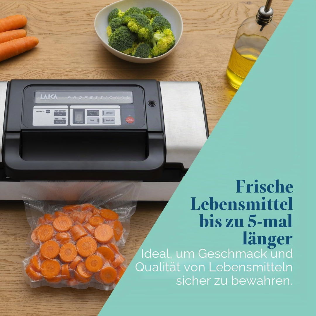 Laica VT3120 Vakuumiergerät, Vakumierer, Schwarz, Edelstahl, 40x12.2x20.6 Einzeln Single, Einzeln Si