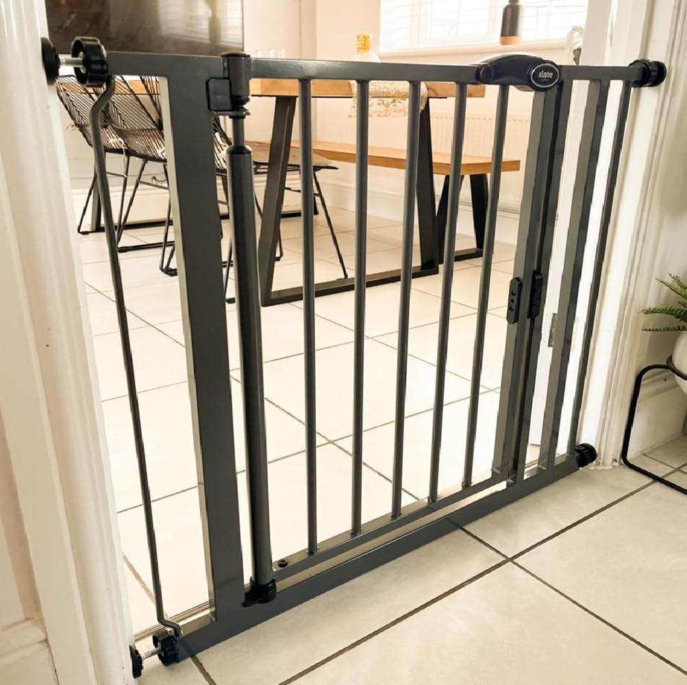Bettacare Automatisch Schliessendes Treppengitter, 125.4cm - 132.4cm, Schiefergrau, Druckmontage-Sic
