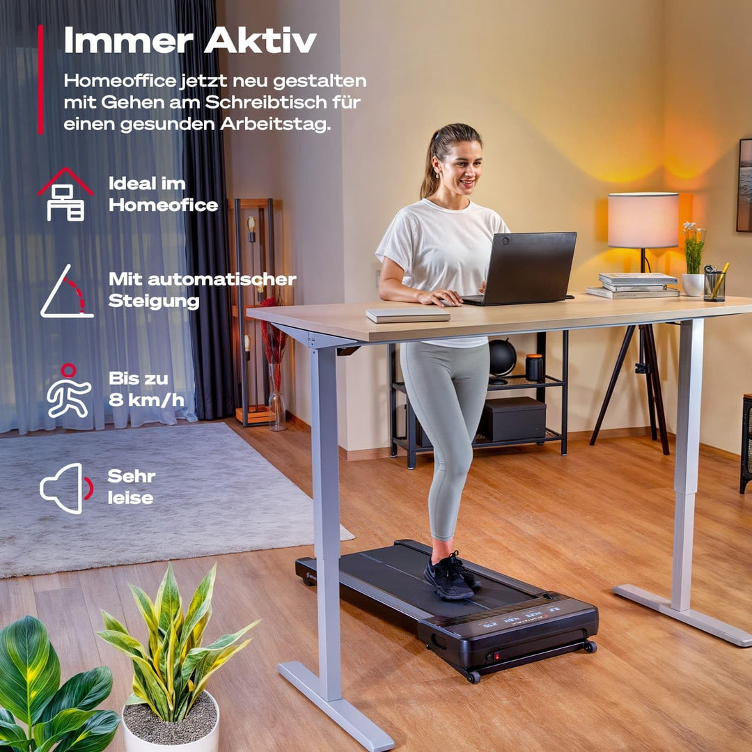Sportstech Walking Pad, automatische Steigung bis 19%, Laufband für Zuhause und Schreibtisch, LED-Di