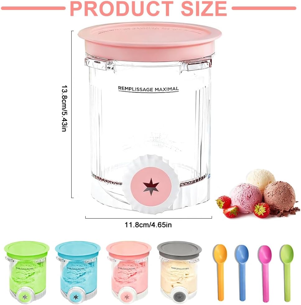 4 Stück Behälter für Ninja Creami Deluxe Pints, 480 ml Ersatz für Ninja Creami Deluxe Pints und Deck
