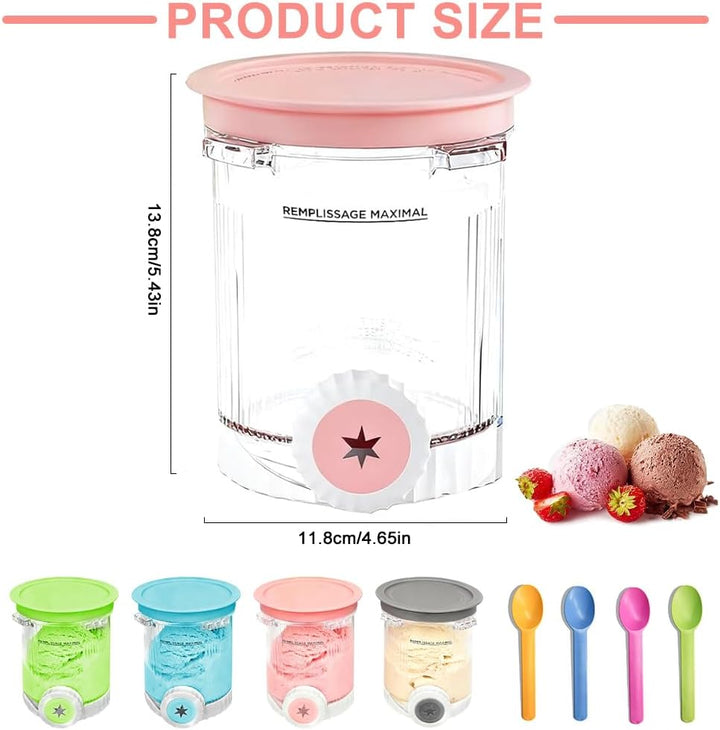 4 Stück Behälter für Ninja Creami Deluxe Pints, 480 ml Ersatz für Ninja Creami Deluxe Pints und Deck