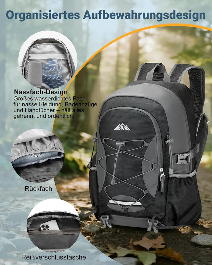 32L Ultraleicht Faltbarer Rucksack: Damen & Herren Leichter Wanderrucksack Faltrucksack Reiserucksac